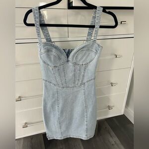 Never worn Blue Bustier Mini Dress Sleeveless Sweetheart